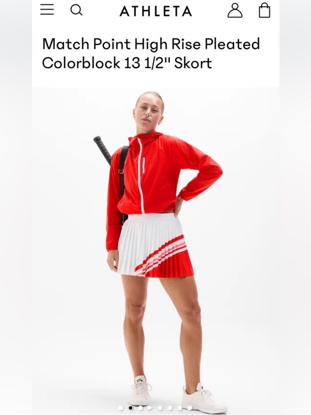 Athleta White and Red Pleated Colorblock High-Rise Skort